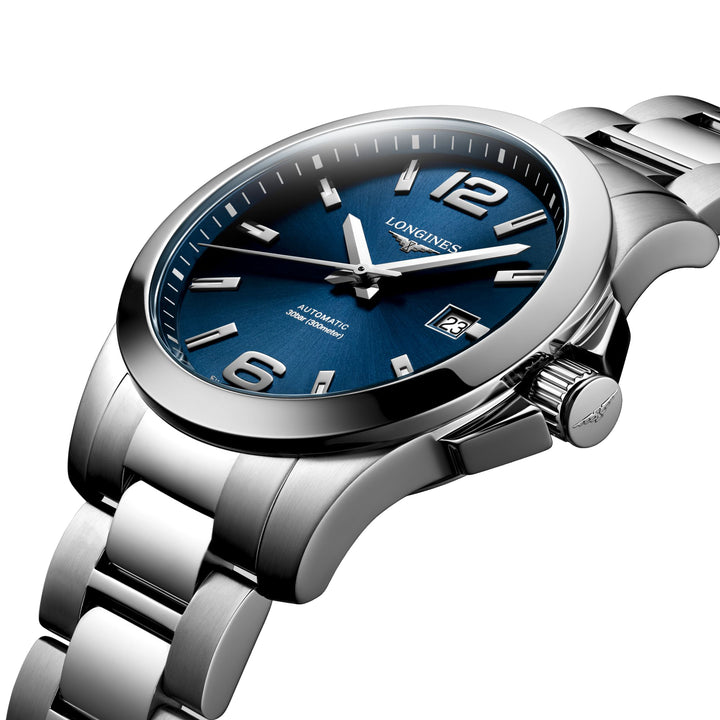 Longines relógio Conquista 41 milímetros azul automático de aço L3.777.4.99.6
