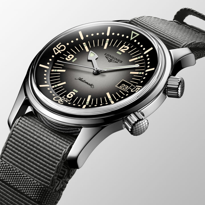 Longines orologio Legend Diver Watch 42mm grigio automatico acciaio L3.774.4.70.2