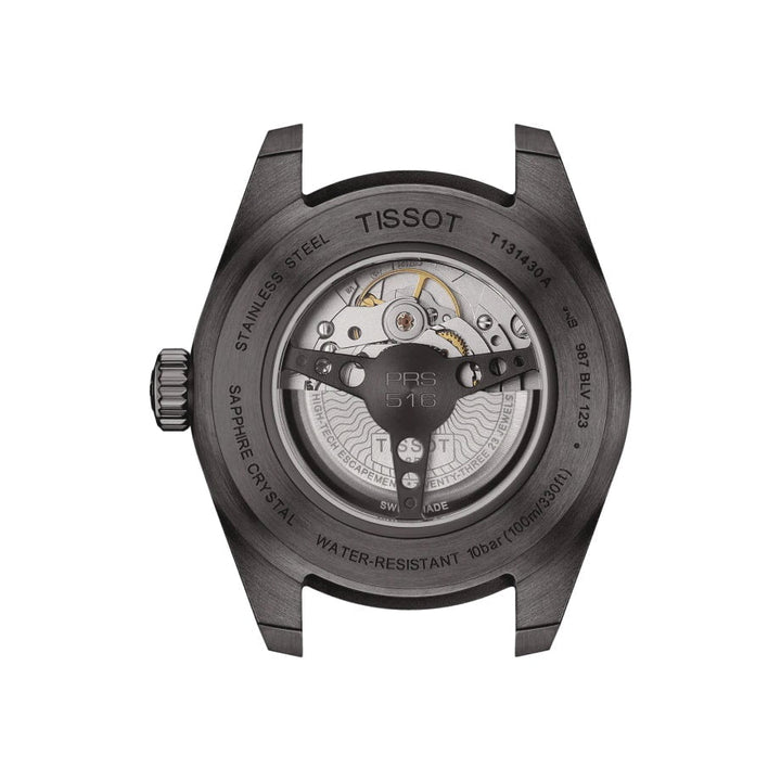 Tissot relógio PRS 516 Powermatic 80 42 milímetros acabamento de aço automático preto PVD T131.430.36.052.00