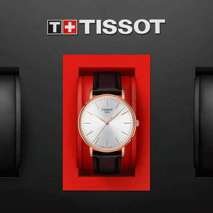Tissot relógio Everytime Gent 40mm prata quartzo aço acabamento PVD ouro rosa T143.410.36.011.00