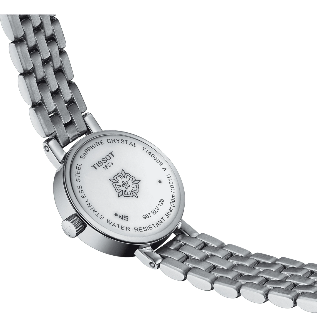 Tissot घड़ी लवली दौर 19,5mm मदर पर्ल क्वार्ट्ज स्टील T140.009.11.111.00