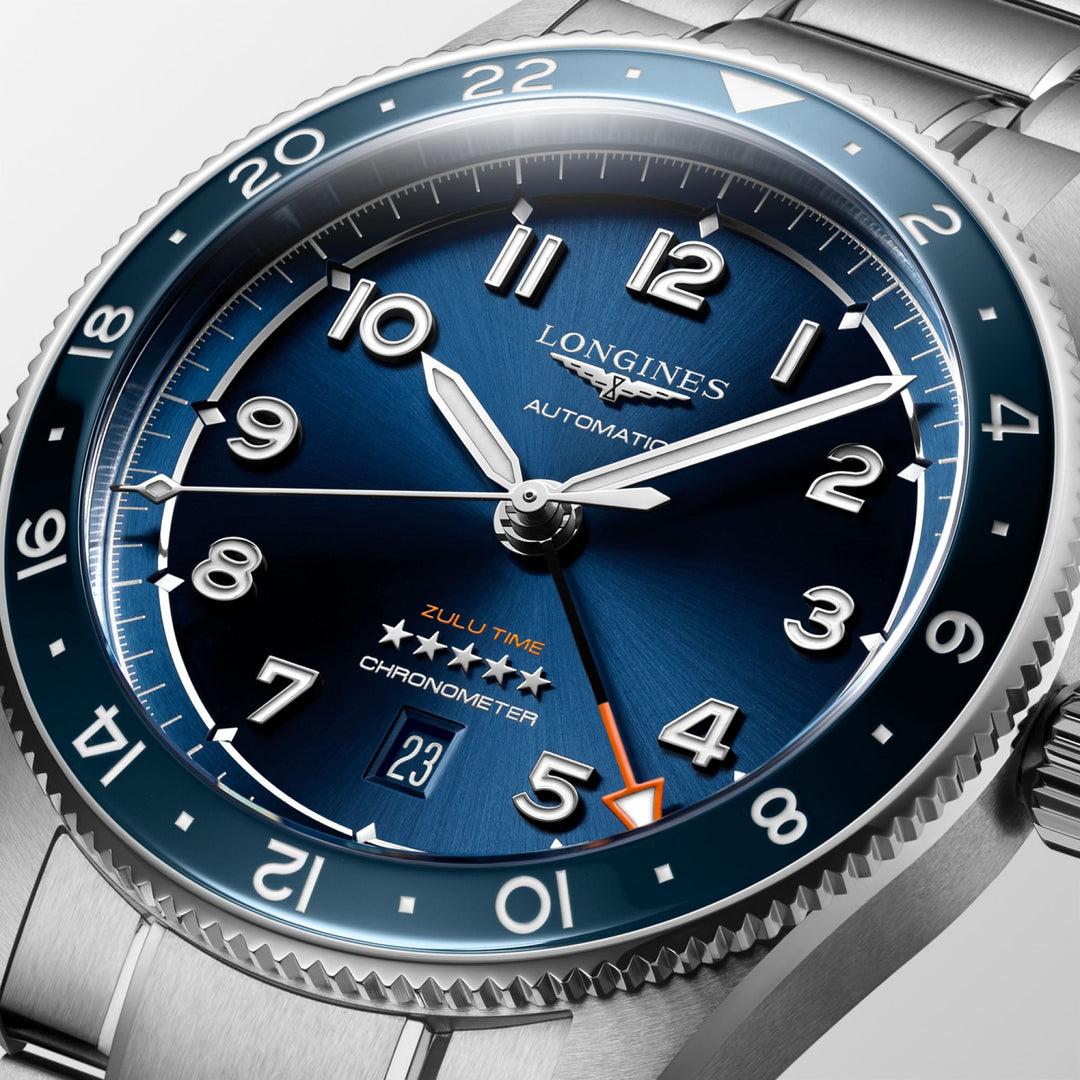 لونجين ساعة الروح Zulu الوقت 42MM الأزرق التلقائي الفولاذ L3.812.4.93.6