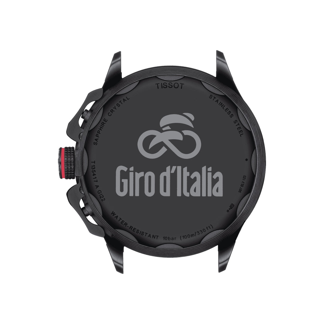 Tissot टी-रेस सायक्लिंग घड़ी Giro D'Italia 2022 विशेष संस्करण 45 मिमी क्वार्ट्ज स्टील समाप्त पीवीडी काले T135.417.37.051