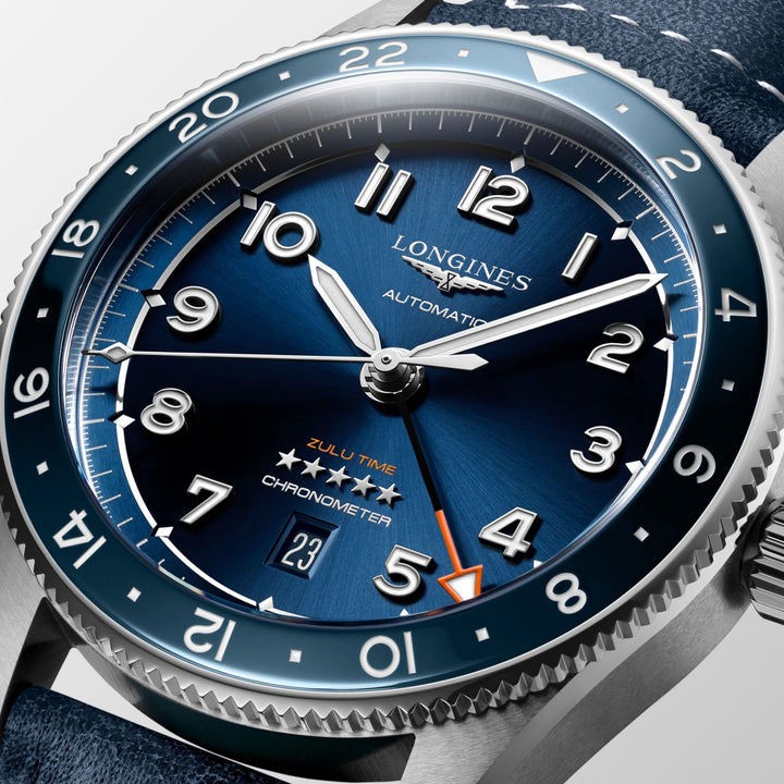 Relógio Longines Spirit Zulu Time 42mm Azul Automático Aço L3.812.4.93.2