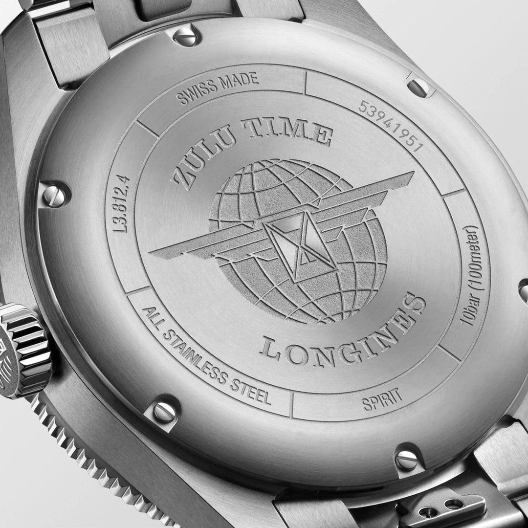 Longines orologio Spirit Zulu Time 42mm nero automatico acciaio L3.812.4.53.6