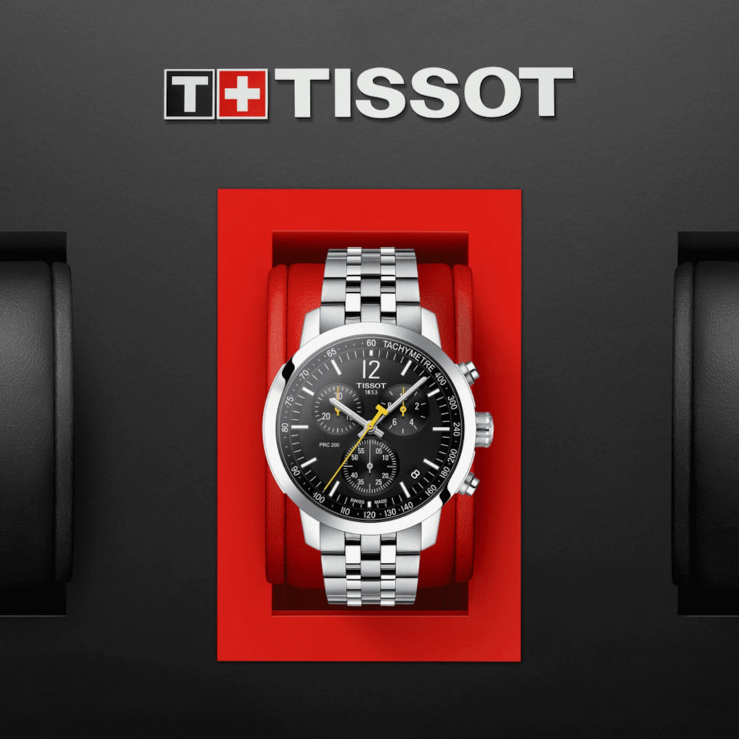 Tissot Clock PRC 200クロノグラフ43mmブラッククォーツスチールT114.417.11.057.00
