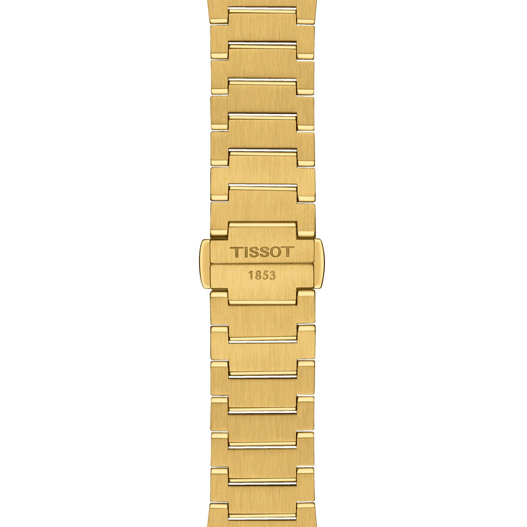 Tissot 시계 PRX 35mm 샴페인 석 영 강철 마무리 PVD 옐로우 골드 T137.210.33.021.00