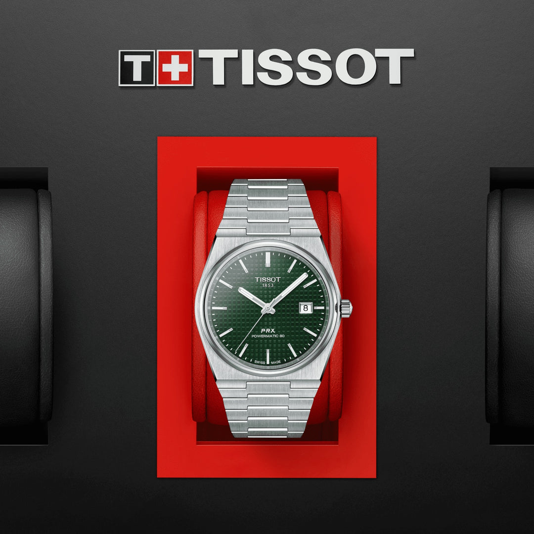 Tissot relógio PRX Powermatic 80 40 milímetros de aço automático verde T137.407.11.091.00