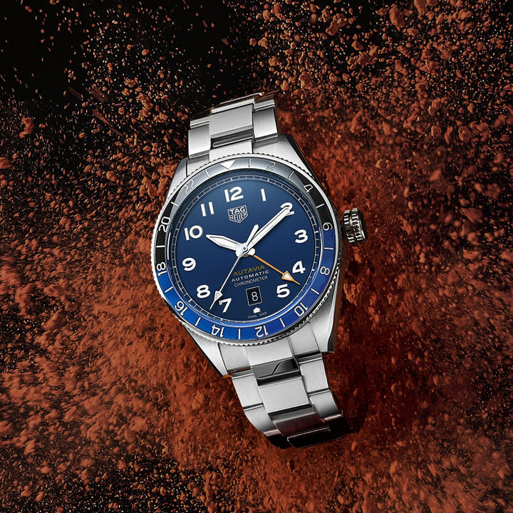 Tag Heuer Clock Autobia Consc GMT Caliber 7 Limited Edition 42mm Blue Automatic Steel Wheel11a.BA0650