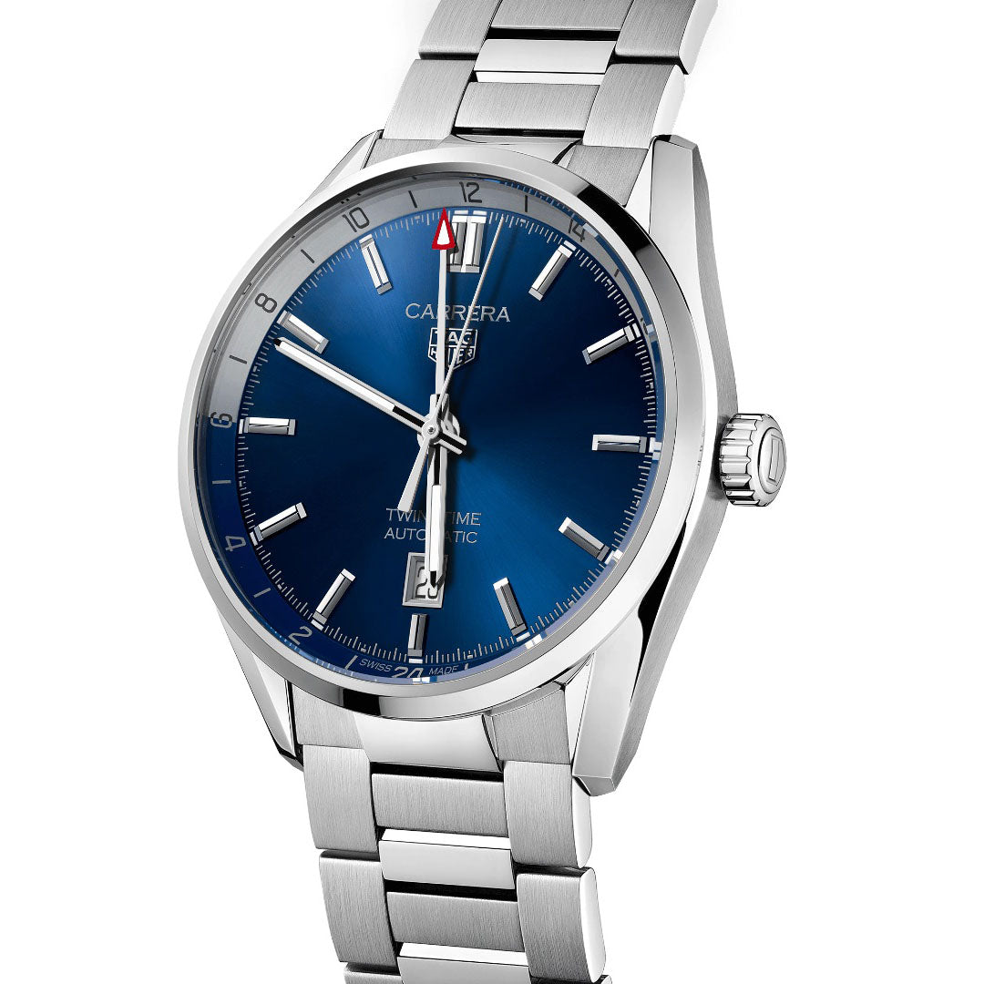 TAG Heuer relógio Carrera Twin-Time Calibre 7 41 milímetros automático azul aço WBN201A.BA0640