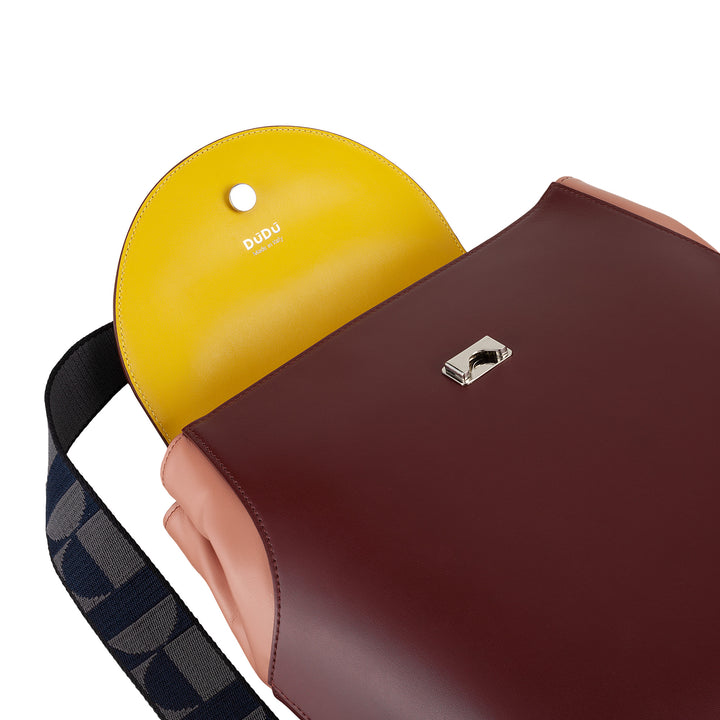 DuDu Multifunkční neformální batoh batohu vyrobený v Itálii kůži v měkké koženou koženou s chlopnou