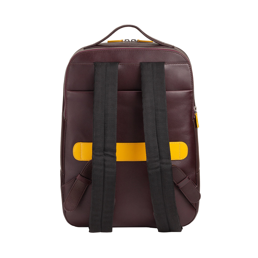 DDU PC -rygsæk op til 16 ”i mænds rigtige læder, elegant rejsearbejde rygsæk stor kapacitet med vognstøtte