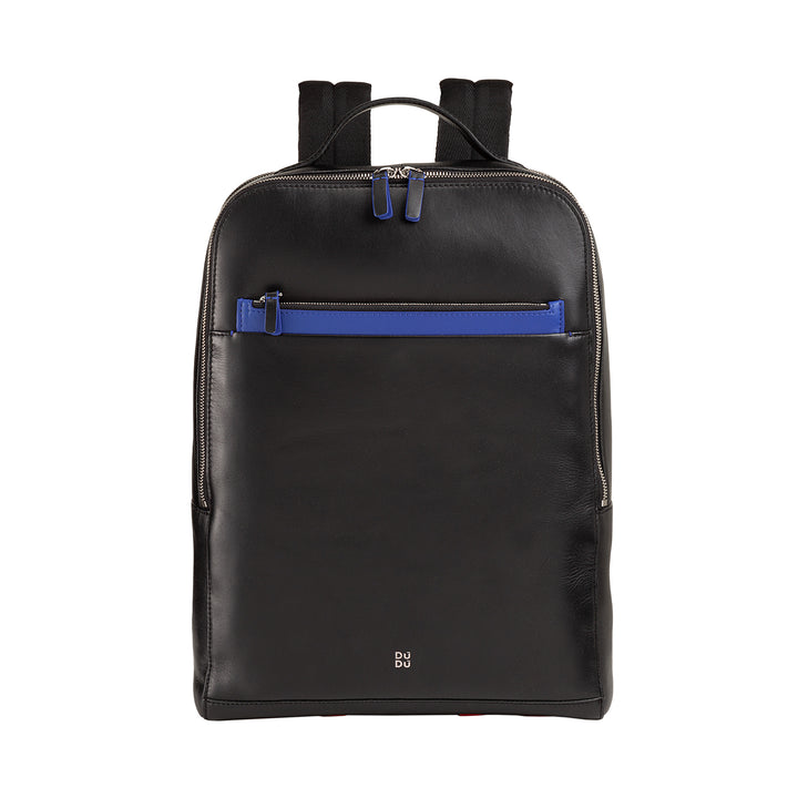 DuDu 男性手提电脑和皮革平板电脑背包,双Zip防盗背包,旅行背包与手提箱连接