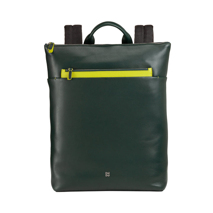 Dudu -mäns ryggsäck i läder, bärbar MacBook PC -ryggsäck upp till 16 tum, ryggsäck för resor med dragkedja och vagnattack