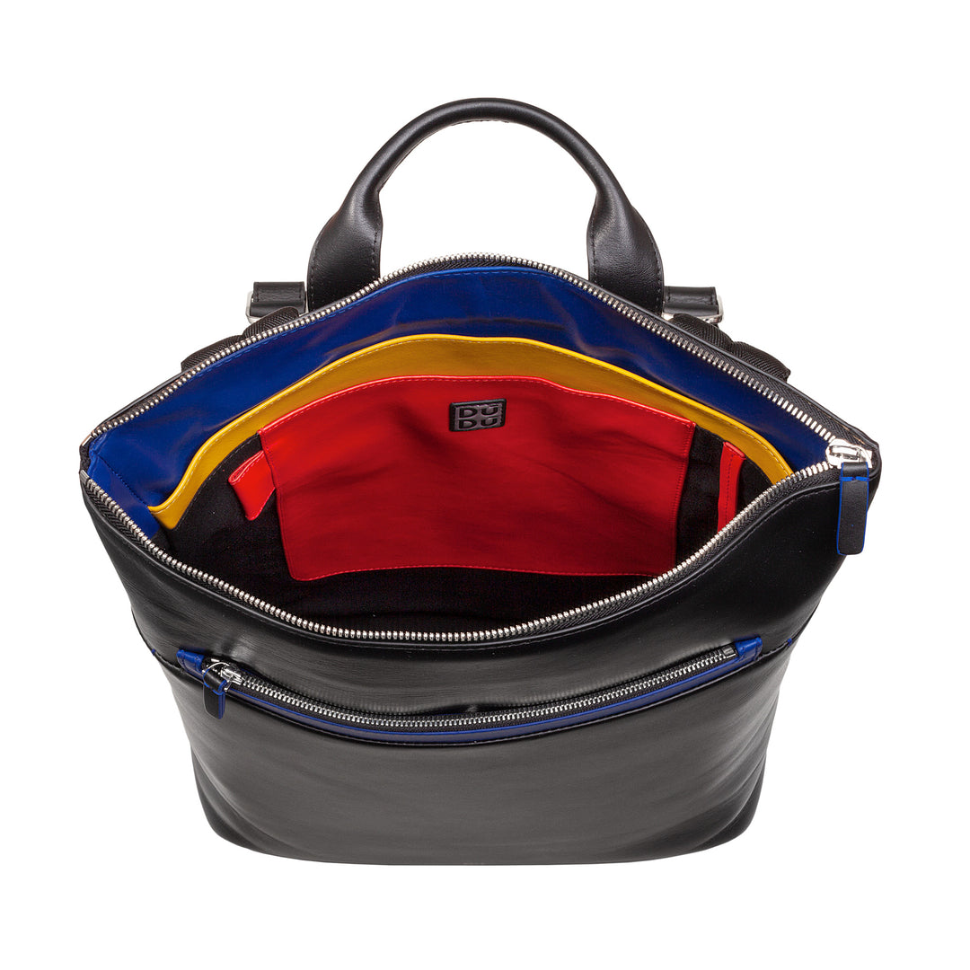 DuDu Mænds læder rygsæk, bærbar MacBook PC -rygsæk op til 16 tommer, arbejd rygsæk til rejse med lynlås og vognangreb
