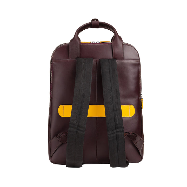 Dudu男士真正的皮膚背包，PC背包最多16英寸，平板電腦支架，帶有典雅的五顏六色商務的背包，帶有手推車攻擊