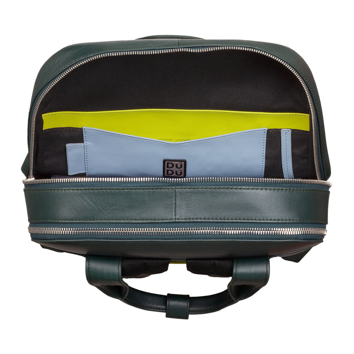 DuDu Real Leather Men's ryggsäck, PC -ryggsäck upp till 16 ”, surfplattor, reser ryggsäck med elegant färgglada affärer med vagnattack
