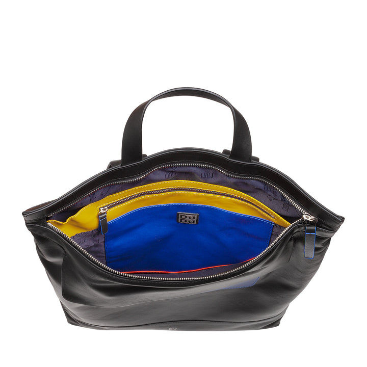DuDu पुरुषों के बैग, ज़िप के साथ महिलाओं के आरामदायक असली लेदर बैग बड़े रंगीन अवकाश काम बैग